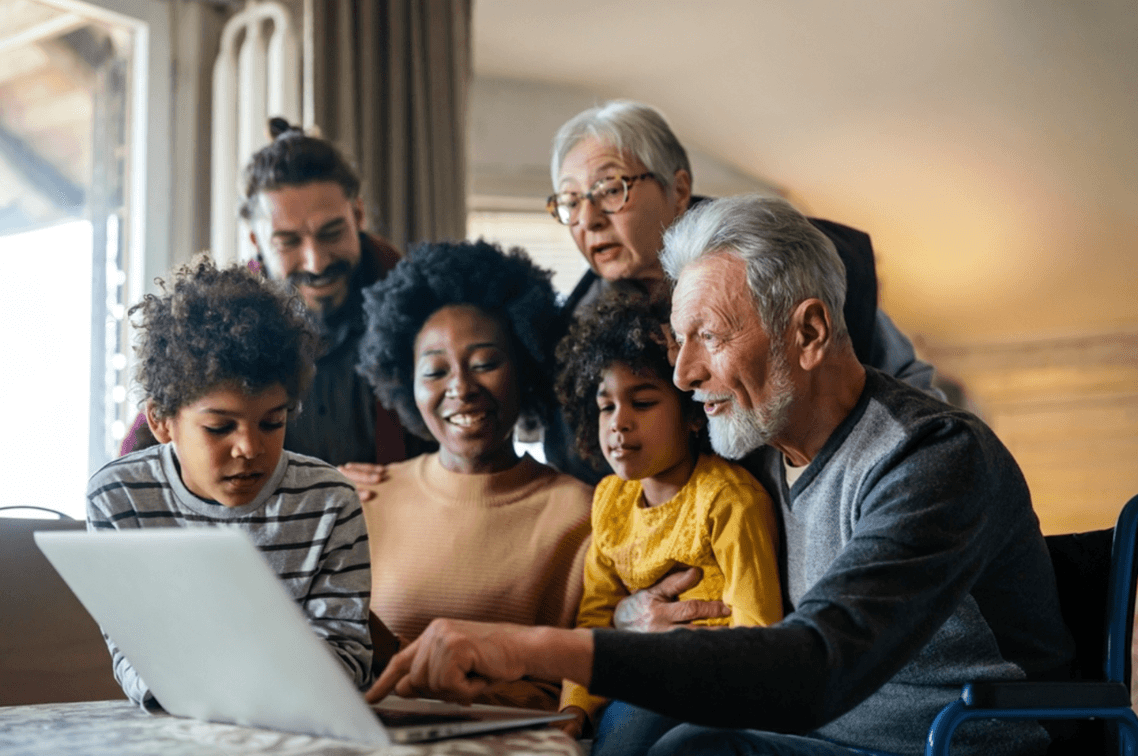 Family watching memories together